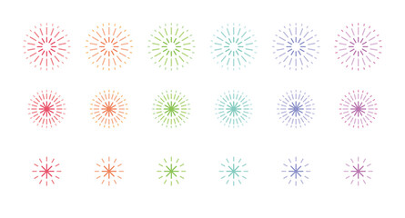 花火　カラフル　セット　アイコン