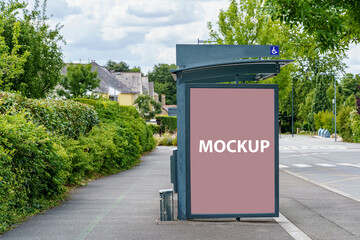 Abris bus avec emplacement image pour Mockup