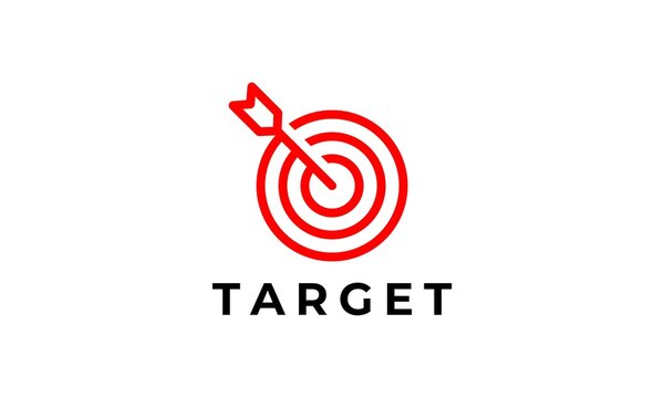 red target logo. arrow right concept focus vector icon illustration.