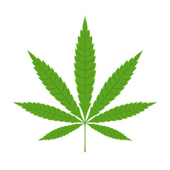 Cannabis leaf. Mariuhana leaf symbol, marijuana or hemp icon, cannabis medical sign, weed drug vector illustration.