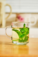 Mint herb tea in glass