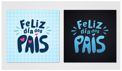 feliz dia dos pais, father's day. blue square father's day post with geometric texture