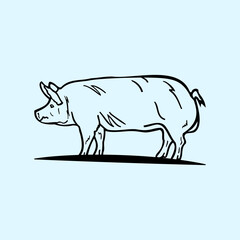 pig on a white background, pig icon with vector template