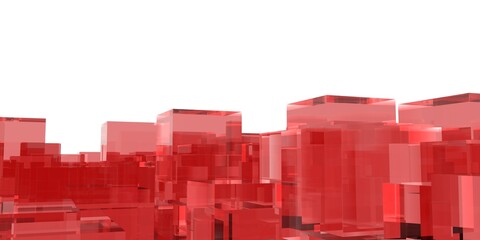 building Process technology idea abstract art red crystals 3D rendered image