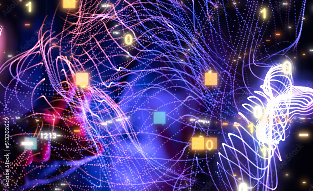 Wall mural neural network concept. connected cells with links.