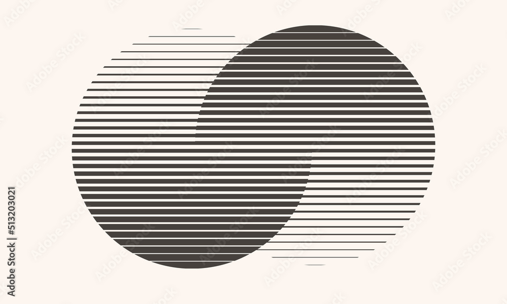 Aufkleber transition in two circles with parallel lines. abstract art geometric background for logo, icon, tat