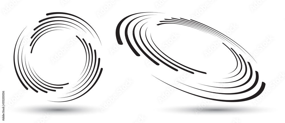 Aufkleber Spiral with black speed lines as dynamic abstract vector background or logo or icon. Artistic illustration with perspective on white background.