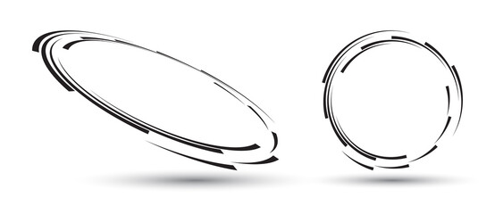 Spiral with black lines as dynamic abstract vector background or logo or icon. Abstract background with lines in circle. Artistic illustration with perspective on white background.