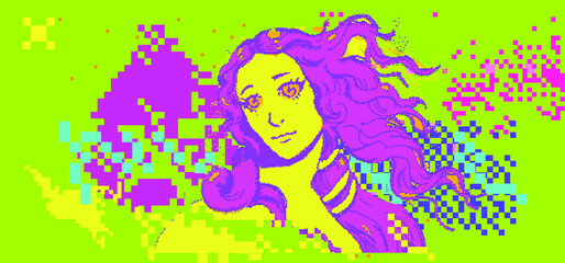 Pixel art vector illustration of Venus in anime style. Webpunk and webkitsch aesthetics. © local_doctor