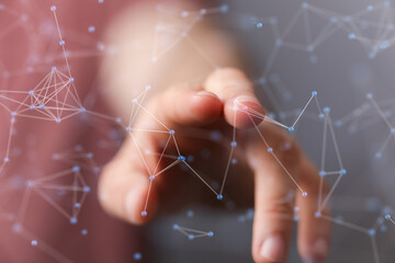 Digital technology background. Network connection dots and lines.
