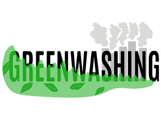 Greenwashing banner, information materials, cover for non-sustainable production