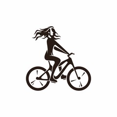 A woman bicycle riding bike cyclist in silhouette