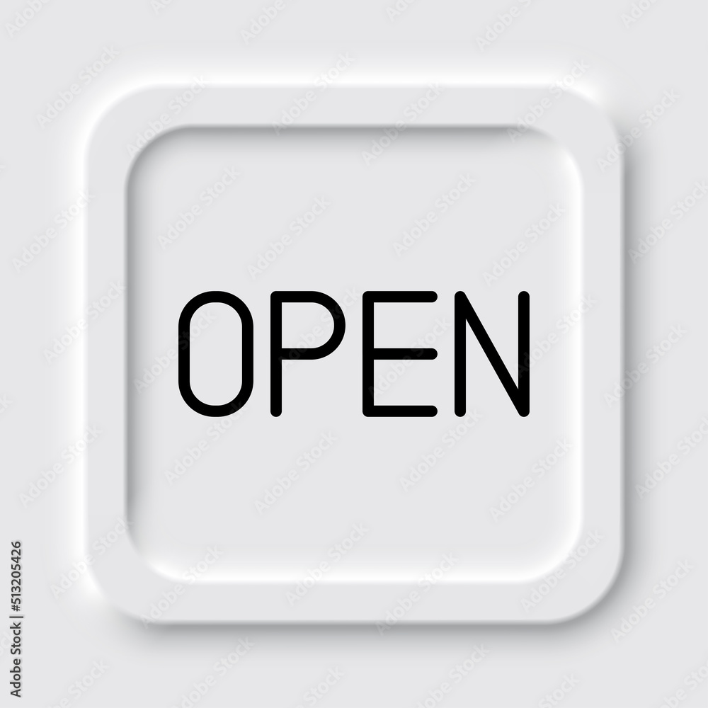 Poster open simple icon vector. flat design. neumorphism design.ai