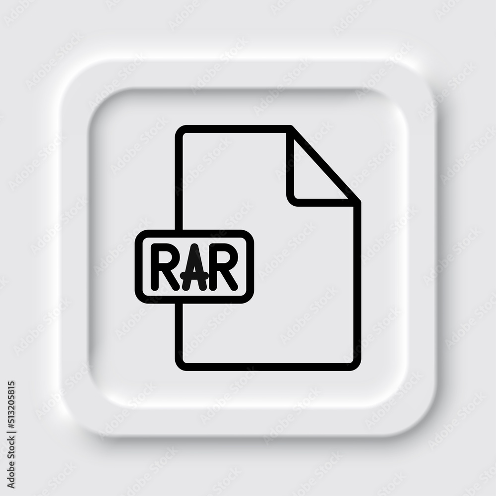 Aufkleber rar file simple icon vector. flat design. neumorphism design.ai