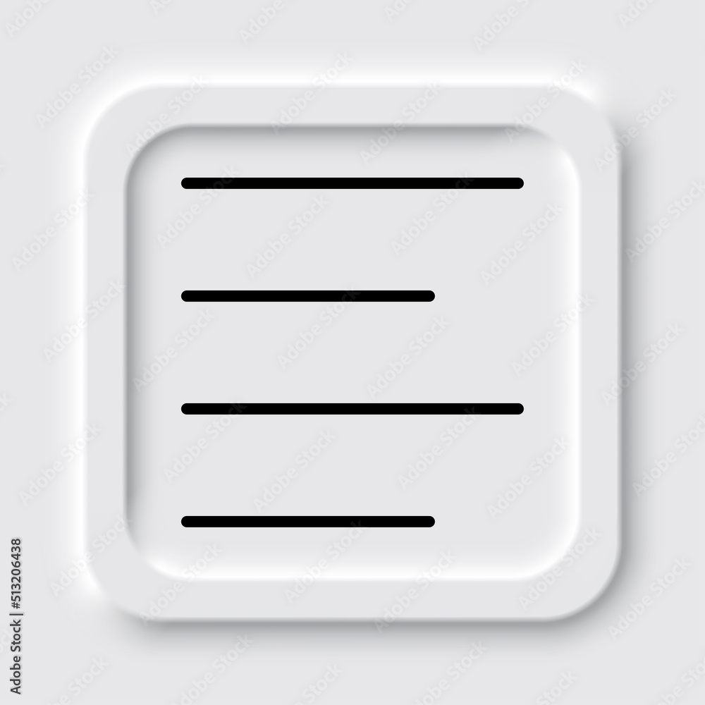 Poster text alignment icon vector. flat design. neumorphism design.ai