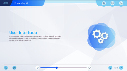 Course layout, Assessment, e-learning template, User Interface, UI, UX, education, training module, Editable icons