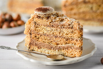 meringue cake with nut cream