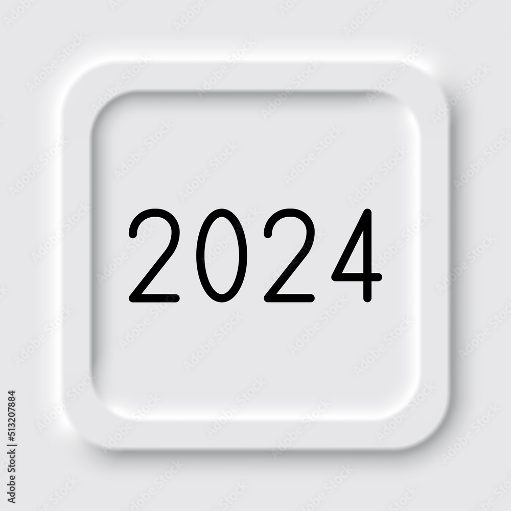 Poster 2024 simple icon vector. Flat design. Neumorphism design.ai