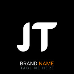 jt Letter Logo design. black background.