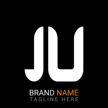 ju Letter Logo design. black background.