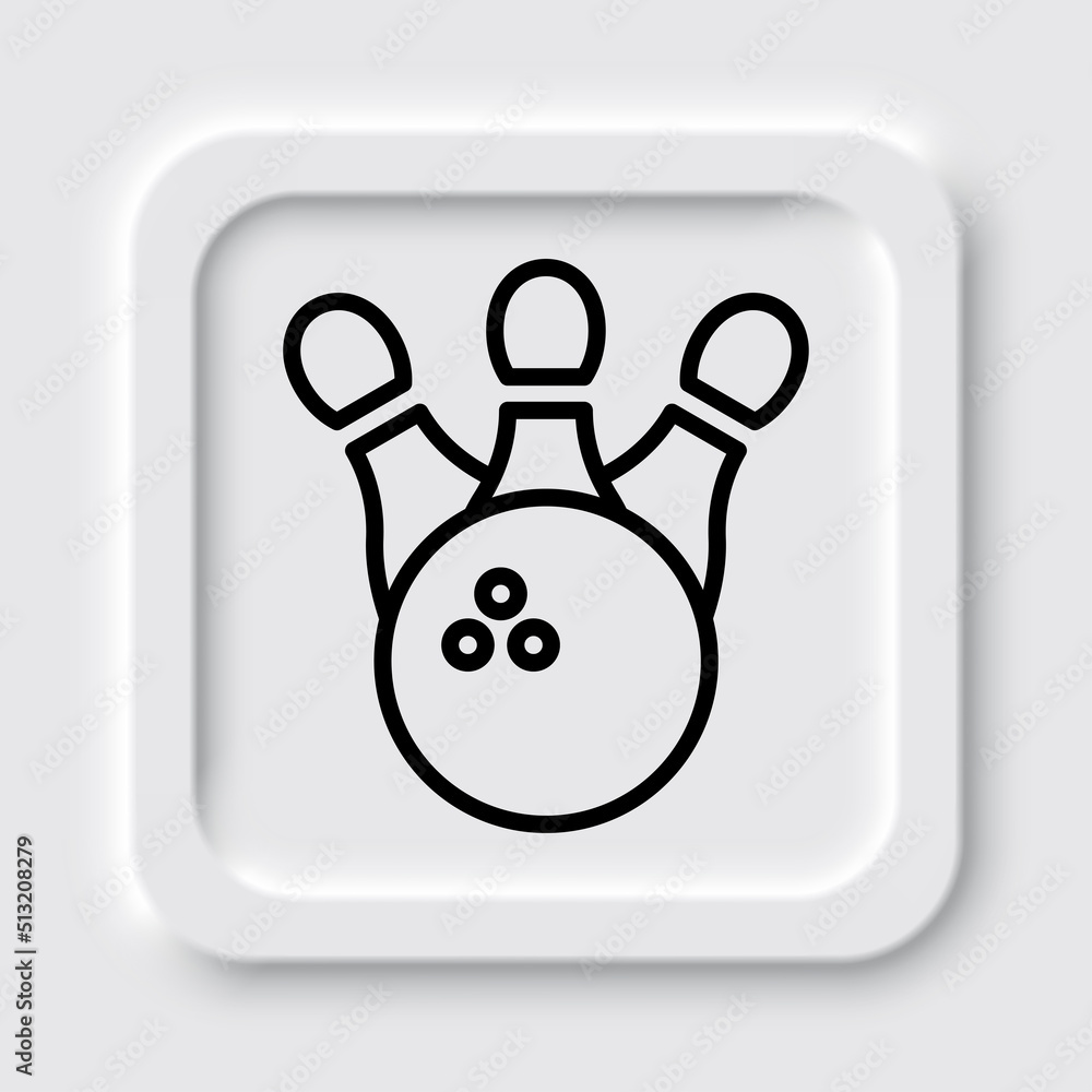 Poster bowling simple icon vector. flat design. neumorphism design.ai
