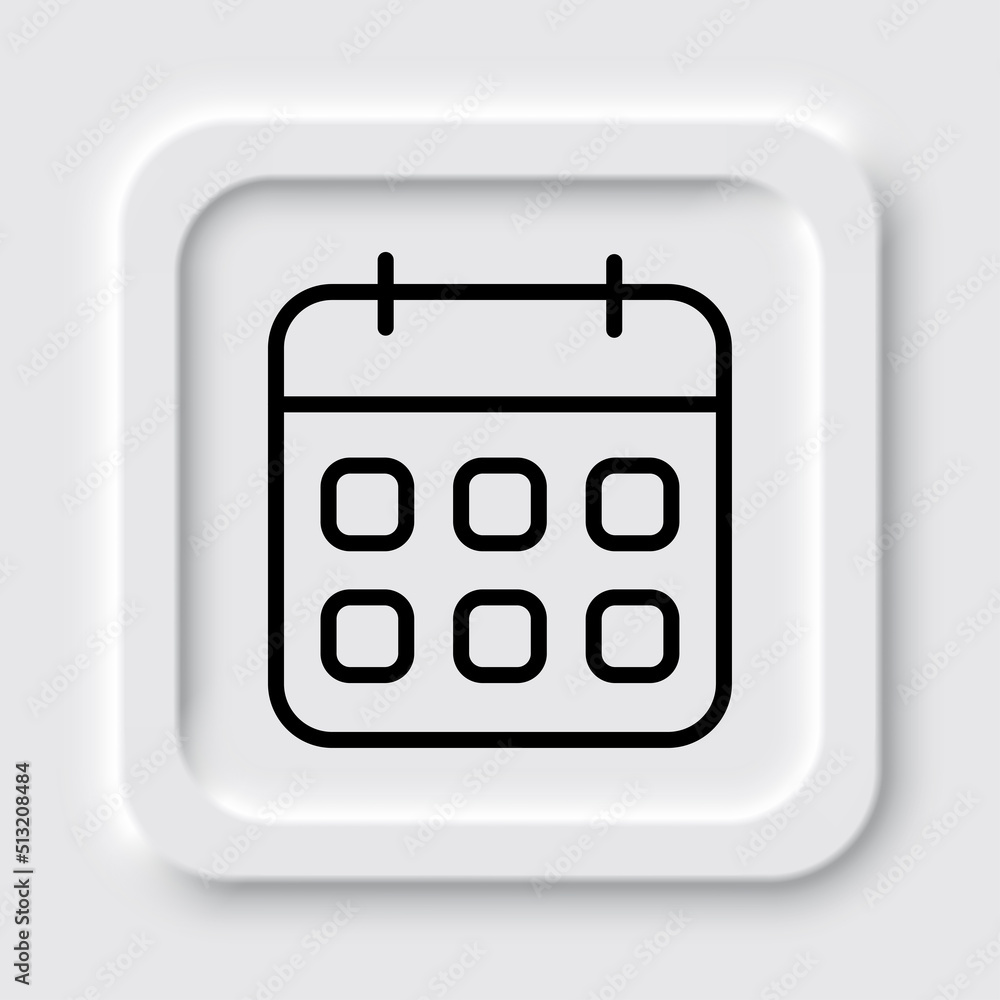 Poster calendar simple icon vector. flat design. neumorphism design.ai