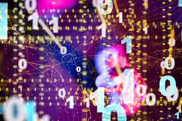 Global network. Blockchain. 3D illustration. Neural networks and artificial intelligence. Abstract