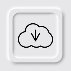 Download, cloud simple icon vector. Flat design. Neumorphism design.ai