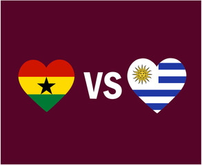 Ghana And Uruguay Flag Heart Symbol Design Latin America And Africa football Final Vector Latin American And African Countries Football Teams Illustration