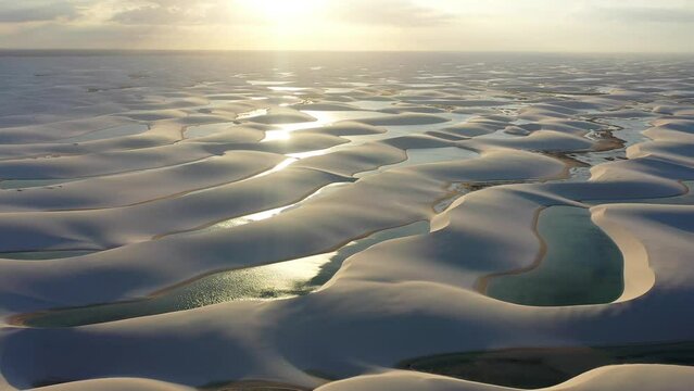 Dunes Sunset Lencois Maranhenses At Santo Amaro Maranhao Brazil. Sea Sunset Skyline. Sunset Sea Cinematic. Vacations Travel Ocean Tropical Travel. Landscape Lights Twilight. Santo Amaro Maranhao