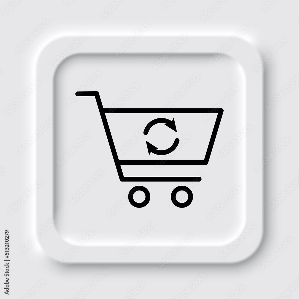 Poster shopping cart, refresh, loading simple icon vector. flat design. neumorphism design.ai