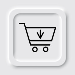 Shopping cart, buy simple icon vector. Flat design. Neumorphism design.ai