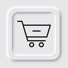 Shopping cart, minus simple icon vector. Flat design. Neumorphism design.ai