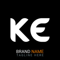 Ke Letter Logo design. black background.