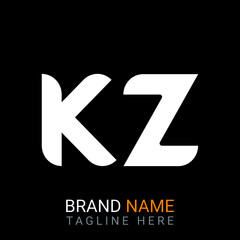 Kz Letter Logo design. black background.