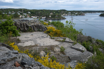 Arendal, Norway - May 28, 2022: Sandvikodden fort was built by the German occupation forces in...