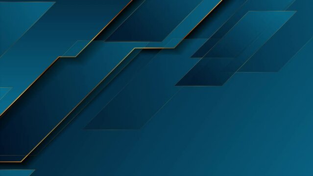 Dark blue and golden abstract tech geometric background. Seamless looping motion design. Video animation Ultra HD 4K 3840x2160