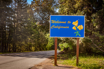 Welcome to California road sign - obrazy, fototapety, plakaty