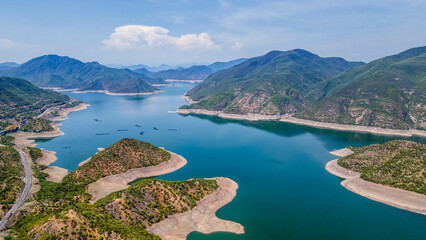 Fototapeta premium Aerial landscape from the drone - lake in Morelia lake district