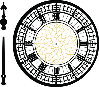 Clock of the Big Ben Tower in very high detail sketched as vector art. You can choose your own time. 