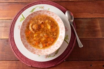 Mocoto Brazilian dish made from cow's feet, with vegetables