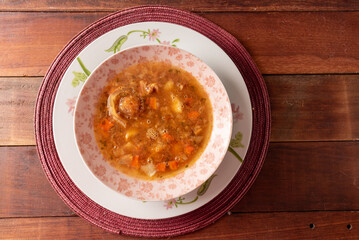 Mocoto Brazilian dish made from cow's feet, with vegetables