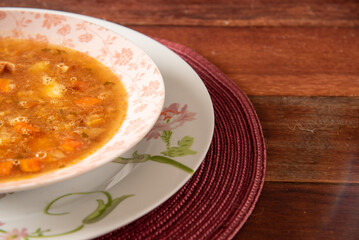 Mocoto Brazilian dish made from cow's feet, with vegetables
