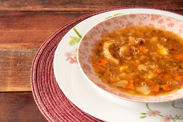 Mocoto Brazilian dish made from cow's feet, with vegetables