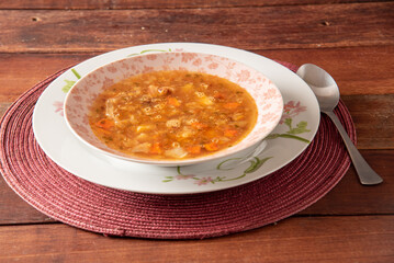Mocoto Brazilian dish made from cow's feet, with vegetables