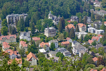 Obraz premium Bad Harzburg Blick auf Villen im Kurviertel