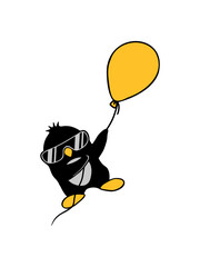 Luftballon Pinguin fliegt weg 