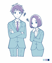 もやもやするスーツの男女