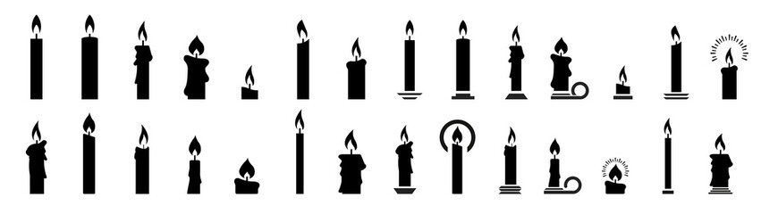 Set candle silhouettes for religion commemorative and party - Powered by Adobe