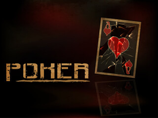 Casino vintage background with  poker hearts card, vector illustration